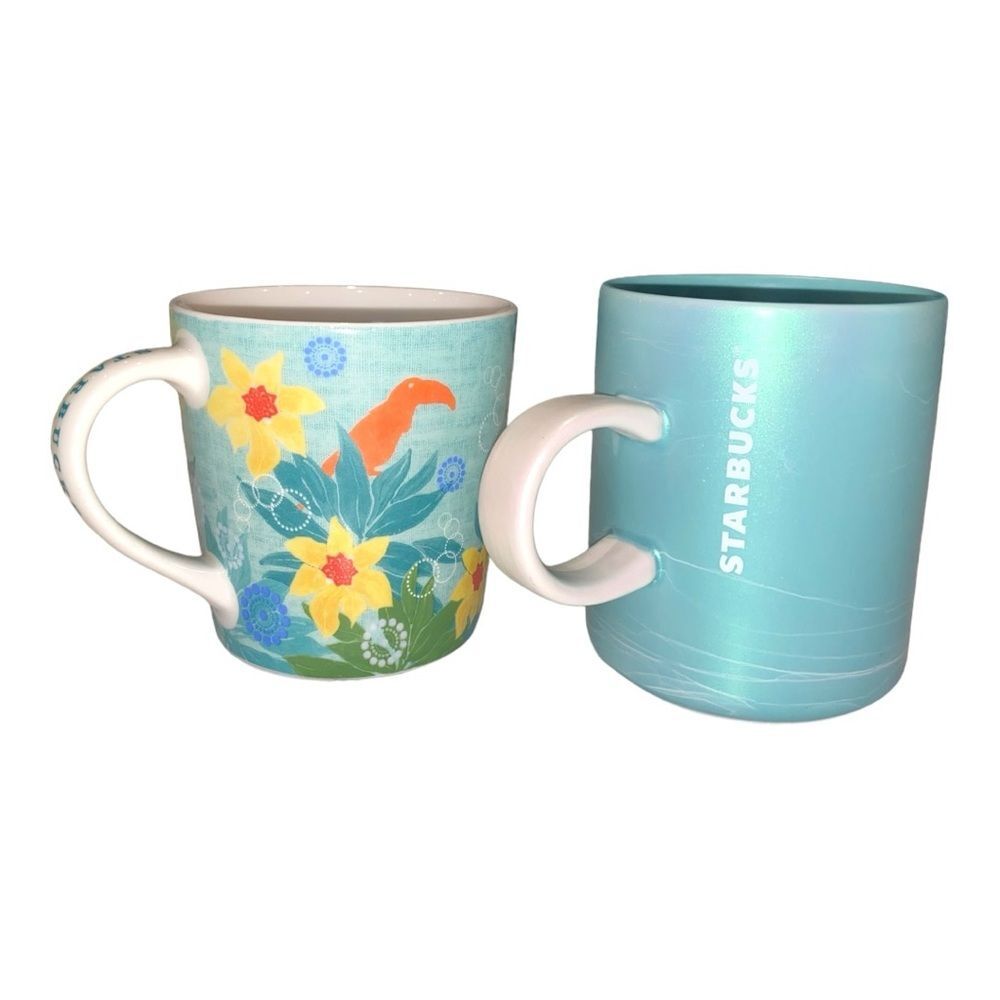 Set of Two Starbucks Spring Coffee Mugs 12 oz